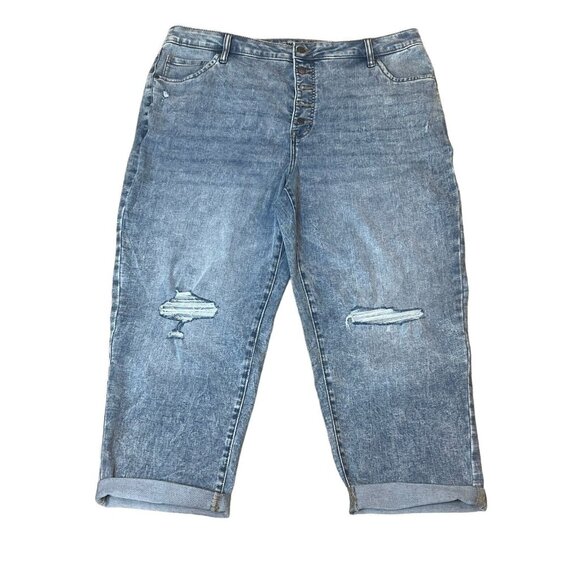 Sonoma Denim - Sonoma Goods For Life Women's Plus Size Straight Crop Distressed Jeans Size 18W